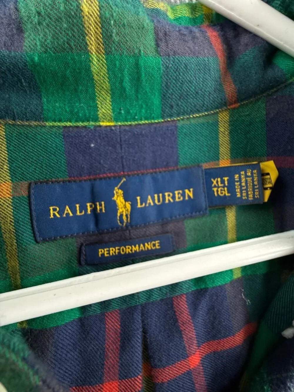 Ralph Lauren Performance Flannel Button Up Shirt Men Green Purple XLT Tall